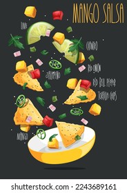 Mango Salsa, Mexican food. Vector illustration