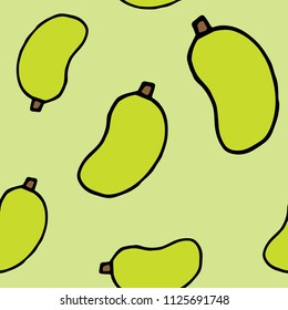 mango seamless pattern on green background 
