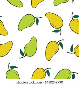 Mango seamless pattern on white background vector illustration