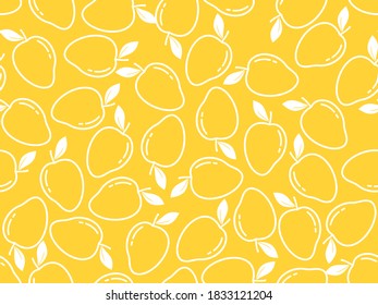 Mango seamless pattern on white background vector illustration. Flat design.