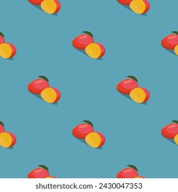 Mango seamless pattern. Vegan organic eco fruit background. vector illustration.