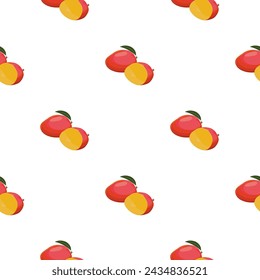 Mango seamless pattern. Vegan organic eco fruit background. vector illustration.