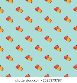 Patrón de mango sin fisuras. Fondo de frutas ecológicas veganas. Ilustración vectorial.