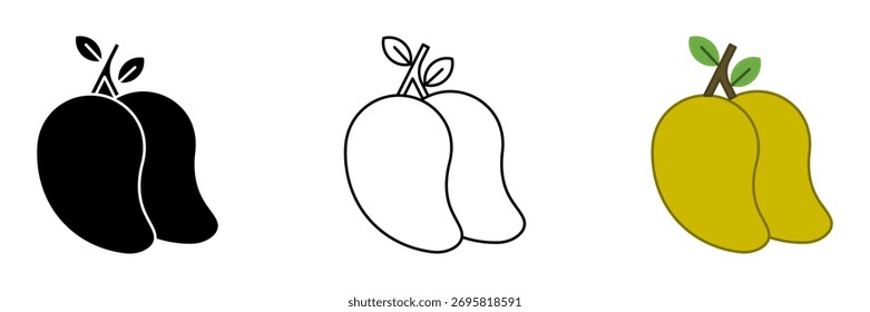 Icono de conjunto de mango sobre fondo blanco