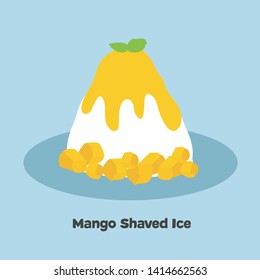 Mango Shaved Ice, Mango Snow Ice and mango ice cream fresh dessert vector.