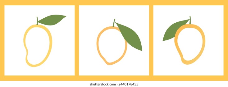 Mango sign logo set isolated on white backgrounds vector.
