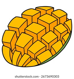 Vector aislado dibujado a mano de la ilustración de la rebanada del mango