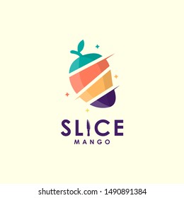 Mango Slice Logo With Flat Design