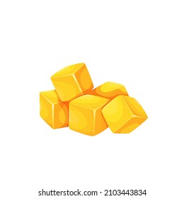 Mango sliced to cubes. Dessert tropical fruit vector illustration.