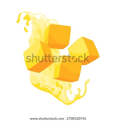 Mango sliced to cubes. Dessert tropical fruit vector illustration