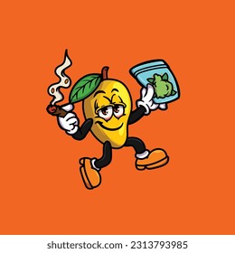 Mango Rauchen stumpf und hohe Gesicht Stein aus Cannabis halten Bud nud