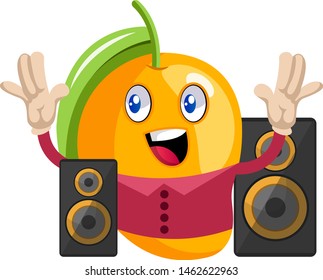 Mango con altavoces, ilustración, vector sobre fondo blanco.