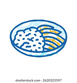 mango pegajoso arroz thai cozinha ícone doodle esboço vetor. manga pegajoso arroz thai cozinha sinal. símbolo isolado ilustração