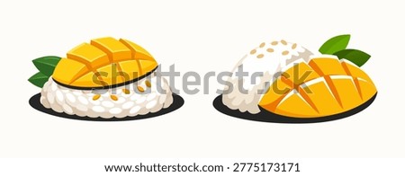 Mango sticky rice vector illustration