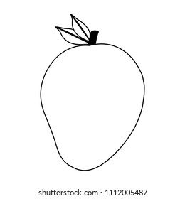 Mango sweet fruit in black and white