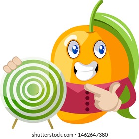 Mango mit Ziel, Illustration, Vektorgrafik auf weißem Hintergrund.
