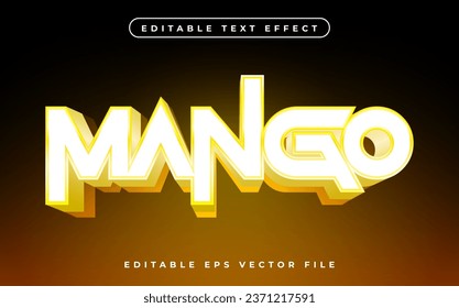 Mango text effect editable video cover and banner text style, 3d typography template
