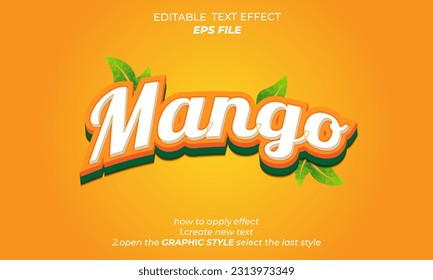 efecto de texto mango, fuente editable, tipografía, texto 3d. plantilla de vector