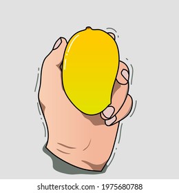 a mango that is still fresh in your hands ready to eat and don't forget to peel it first