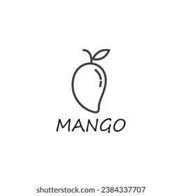 icono de la línea delgada mango tropical y vector de frutas alimentarias