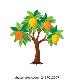 Ilustración del árbol de mango y diseño del Vector