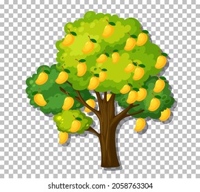Mango-Baum auf transparentem Hintergrund, Vektorgrafik