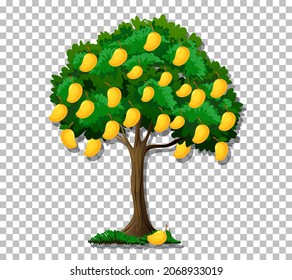 Mango tree on transparent background illustration