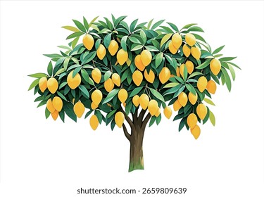 A mango tree on a white background (vector)
