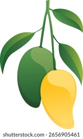 Mango Tree with Ripe Fruits and Green Leaves