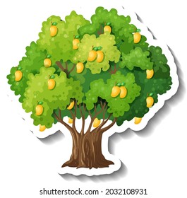 Mango tree sticker on white background illustration