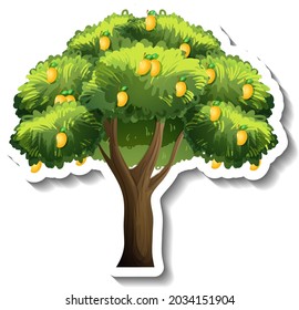 Mango tree sticker on white background illustration
