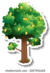 Mango tree sticker on white background illustration