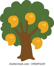 Mango Tree stock illustration vector isolated in white background