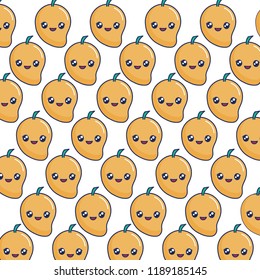 mango tropical fruit kawaii pattern