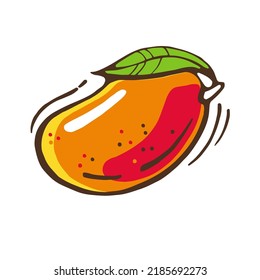 Frutos tropicales de mango sobre fondo blanco. Ilustración vectorial dibujada a mano.