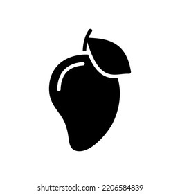 Icono de glifo vector de frutas tropicales de mango. Símbolo gráfico del sitio web de comida y bebida, diseño de aplicaciones, aplicaciones móviles y medios impresos, logotipo, interfaz de usuario
