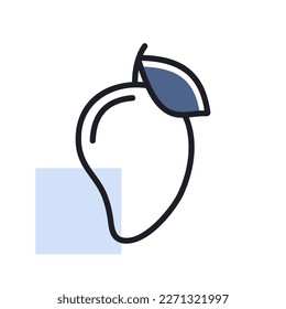 Mango tropical fruit vector icon. Graph symbol for food and drinks web site, apps design, mobile apps and print media, logo, UI