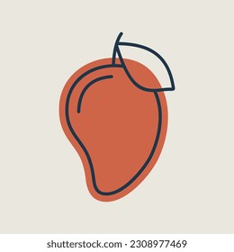 Mango tropical fruit vector icon. Graph symbol for food and drinks web site, apps design, mobile apps and print media, logo, UI