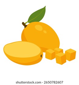  Mango tropical fruit vector illustration. isolated on white background. Vector eps 10