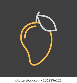 Mango tropical fruit vector on dark background icon. Graph symbol for food and drinks web site, apps design, mobile apps and print media, logo, UI