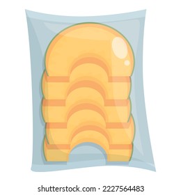 Mango vacuum bag icon cartoon vector. Plastic pack. Product package