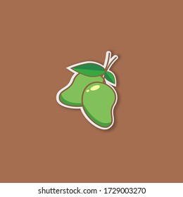 Mango Vector with brown background. Mango Illustration Fruit Vector.Design Stock Image.