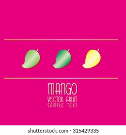 Mango vector fruit on colorful background,green yellow 