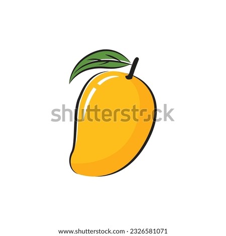 Mango vector graphic. Mango icon, logo, Balck and white. Ripe mango.