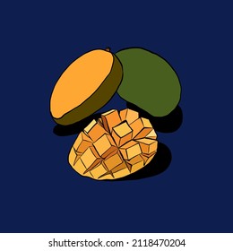 ilustración de dibujo de mano vectorial de mango aislada en fondo blanco, ilustración vectorial de corte de mango