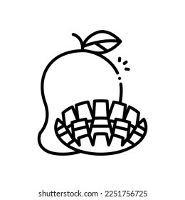 Mango vector icon black outline style.Can be use for wedding invitation, card design and background design