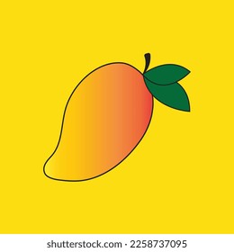 Mango-Vektor. Mango-Symbol auf gelbem Hintergrund. Symbol. Logo-Design. Thailand Nachtisch.