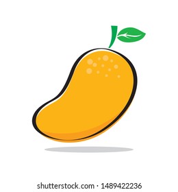 Mango vector illustration with black stroke isolated on white background. Mango cartoon, mango clip art