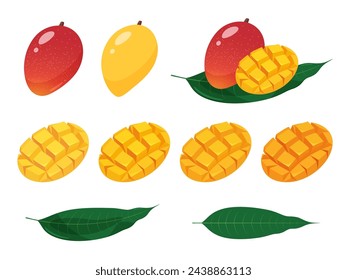 Mango vector illustration material set