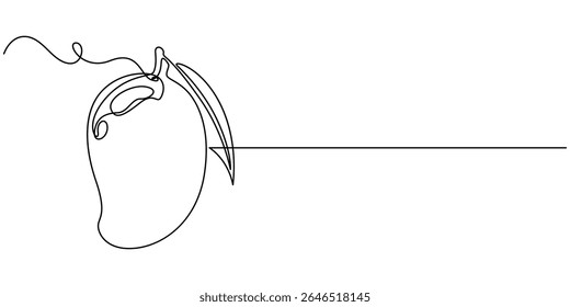 Ilustración vectorial de mango. Una línea de dibujo ilustración de color de arte con mango orgánico, Ilustración vectorial de mango. Ilustración de arte de dibujo de una línea con mango orgánico, dibujo continuo de una línea.